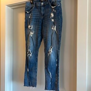 Express Distressed Straight Leg Jeans